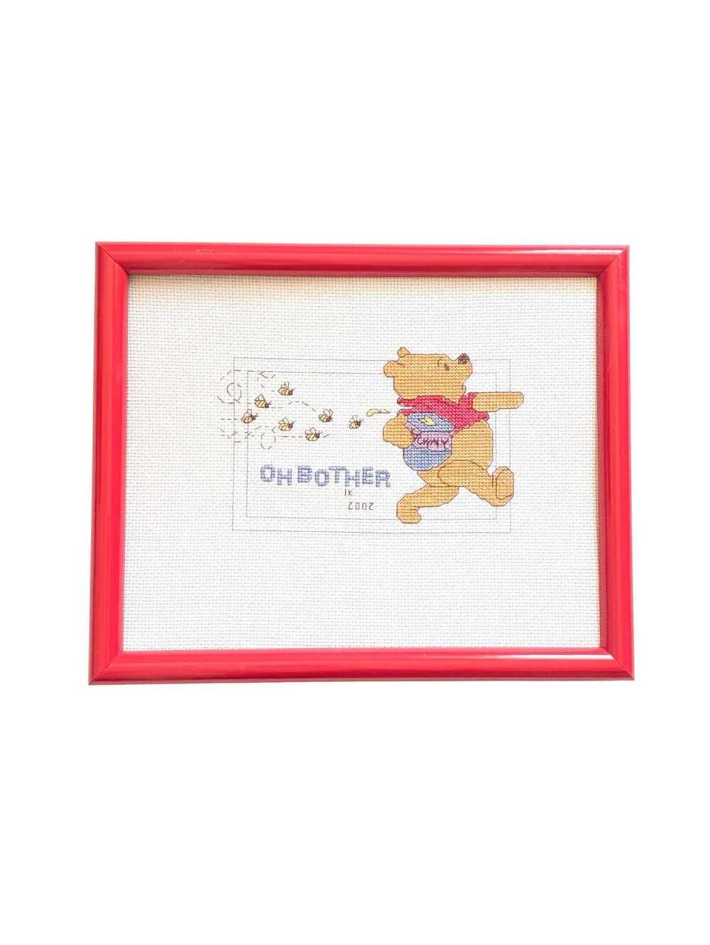 Vintage Framed Winnie the Pooh Cross-Stitch